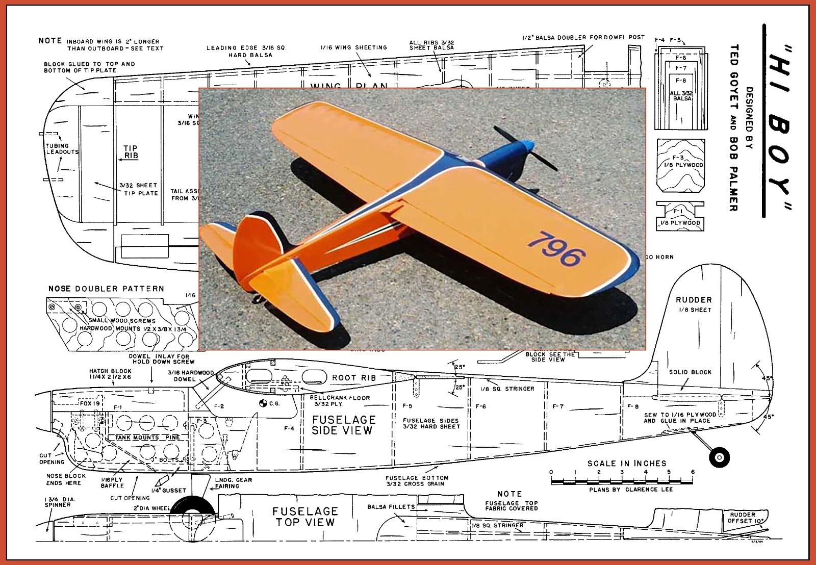 Model Airplane Plans (UC): HI BOY! 46" Hi-Wing Stunt for .19 by Bob Palmer...