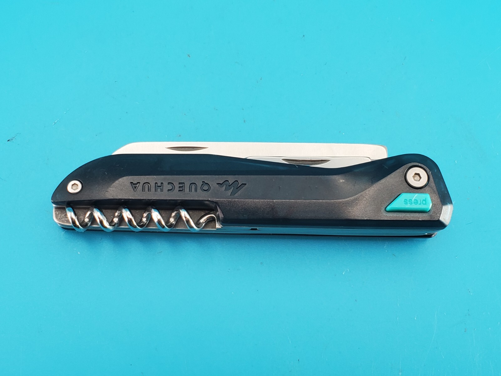 QUECHUA CLAP FOLDING KNIFE NAVAJA MULTITOOL! TRANSLUCENT BLUE!