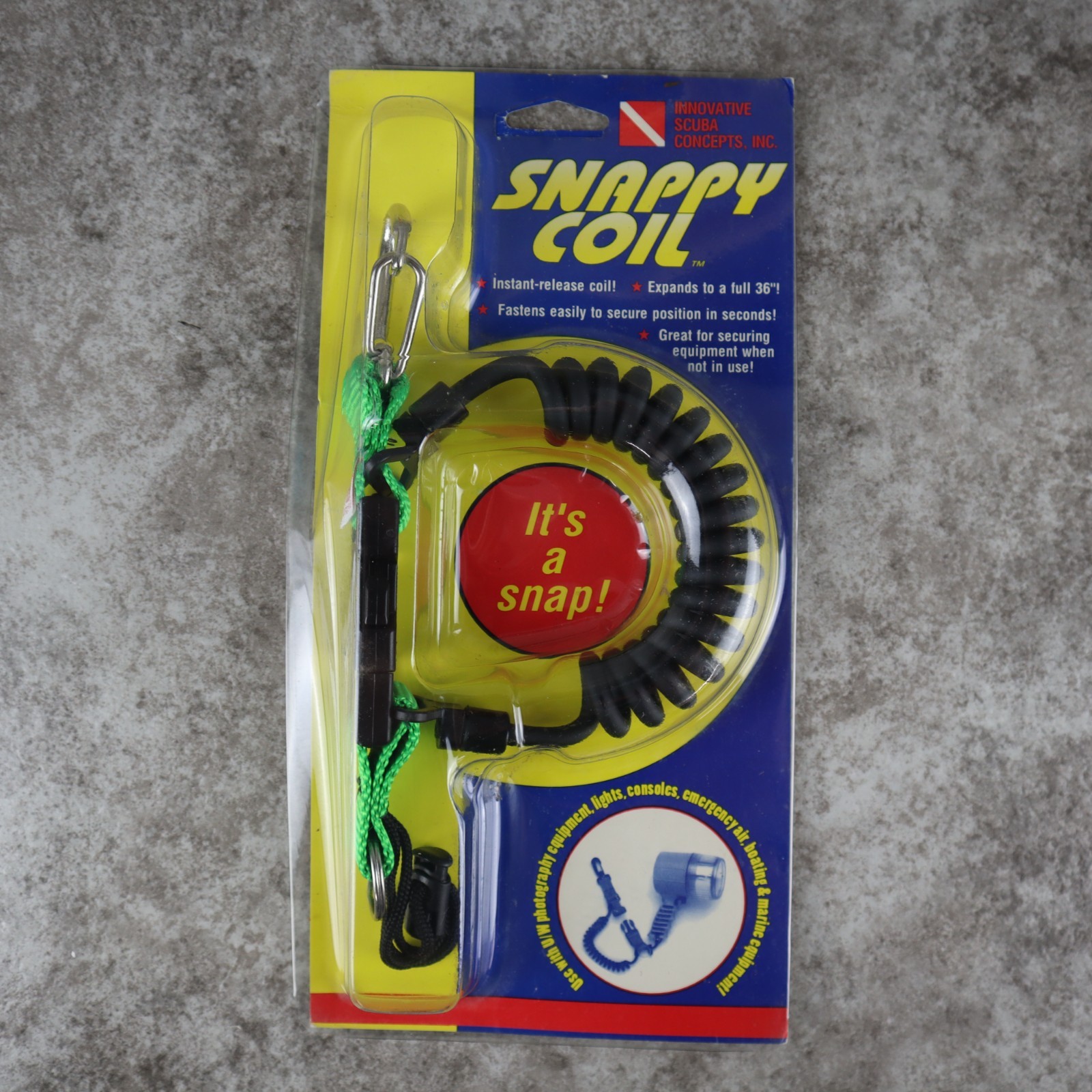 Scuba Diving Snappy Coil Lanyard 36in Metal Clip Quick Release Gear Tether Strap