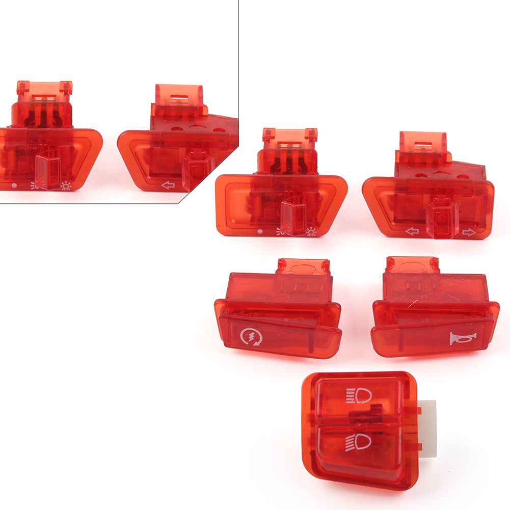 5 Pcs Turn Signal Headlight Ignition Horn Switch Caps for GY6 50 125 150cc Red
