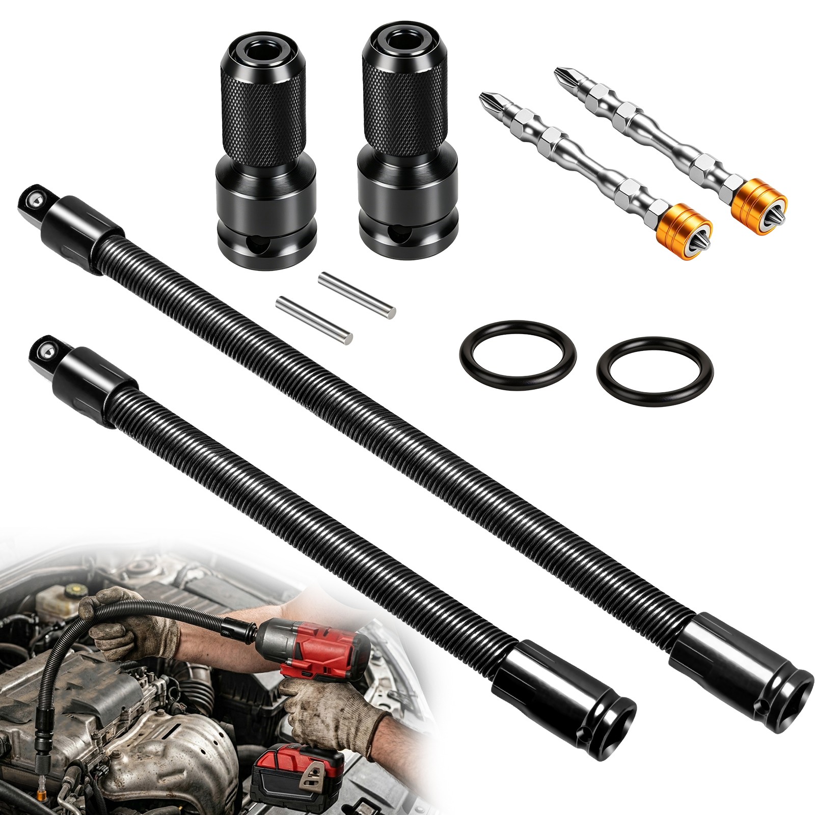 1/2" Flexible Extension Bar for Impact Wrench Ratchet Socket Driver Auto Repair