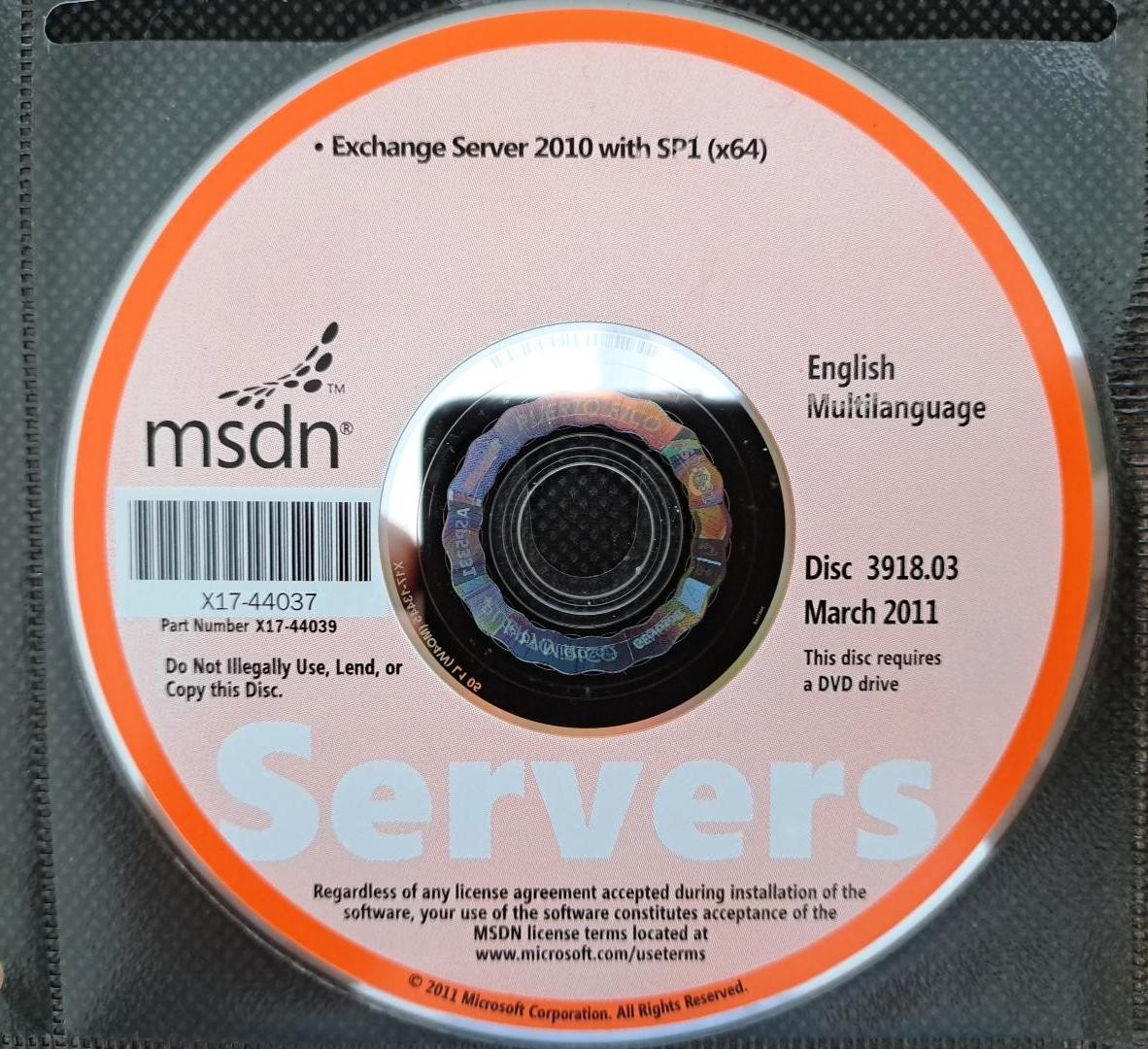Microsoft Exchange Server 2010 Standard / Enterprise 64 bit w/ 2 Keys & Licenses