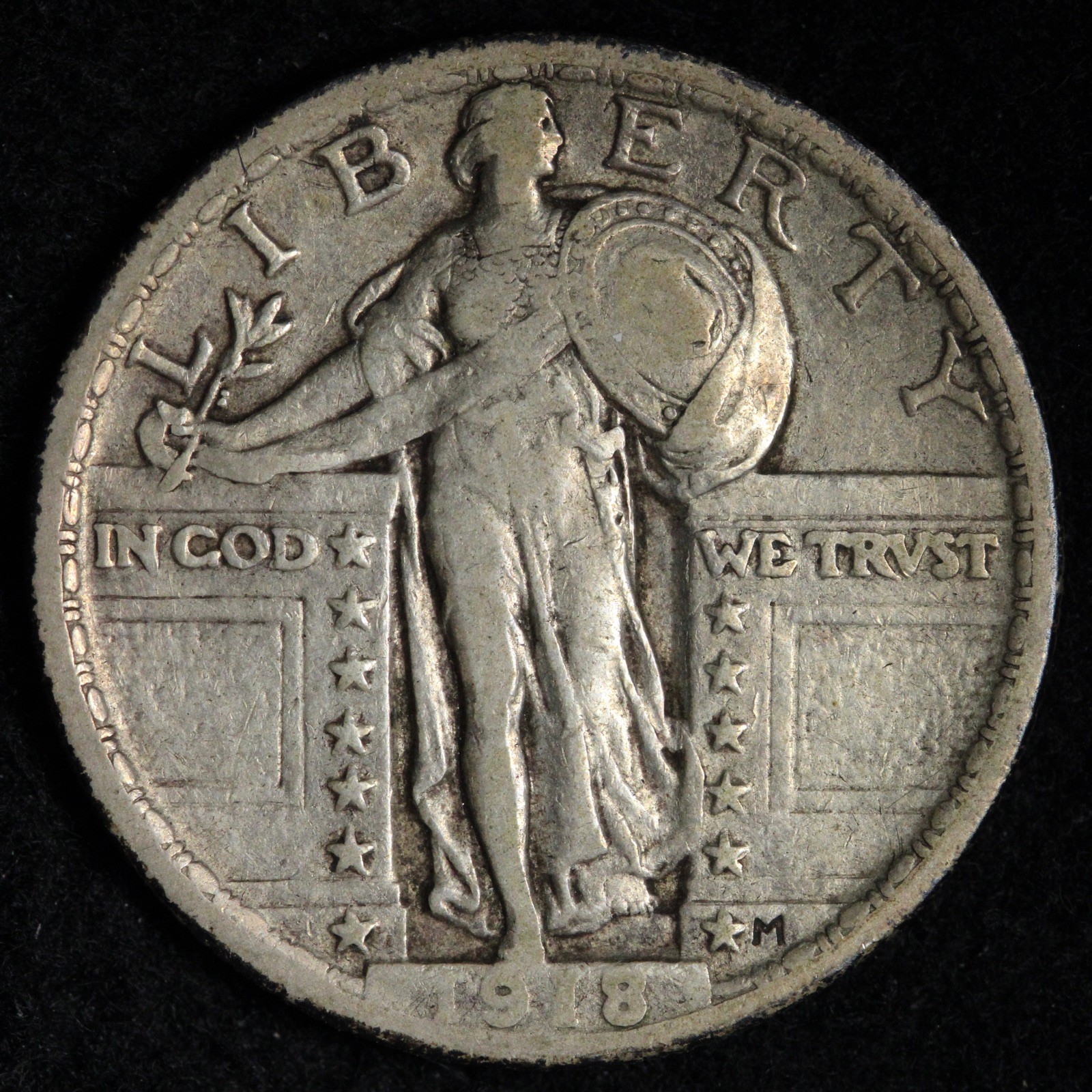 1918 Standing Liberty Silver Quarter XF E262 GIWHE