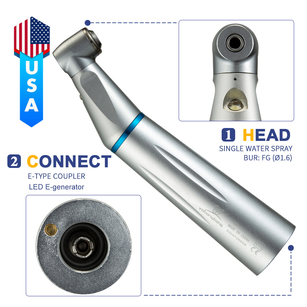 Dental Low Speed LED E-generator Push Contra Angle Handpiece Internal Water YB