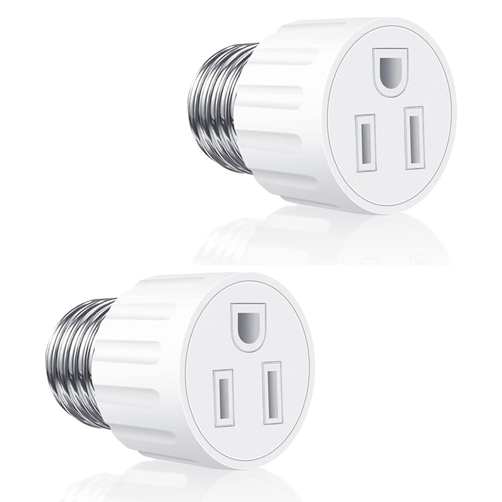 4Pcs E26/E27 3 Prong Light Bulb Socket to Plug Adapter Polarized Screw in Outlet