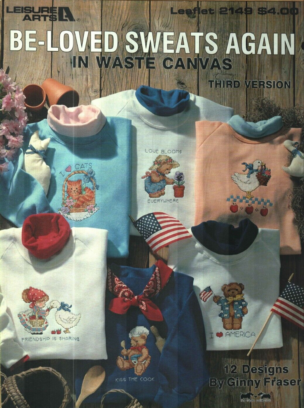 NEW BE-LOVED SWEATS AGAIN IN WASTE CANVAS 12 DESIGNS CROSS STITCH PATTERN BOOK