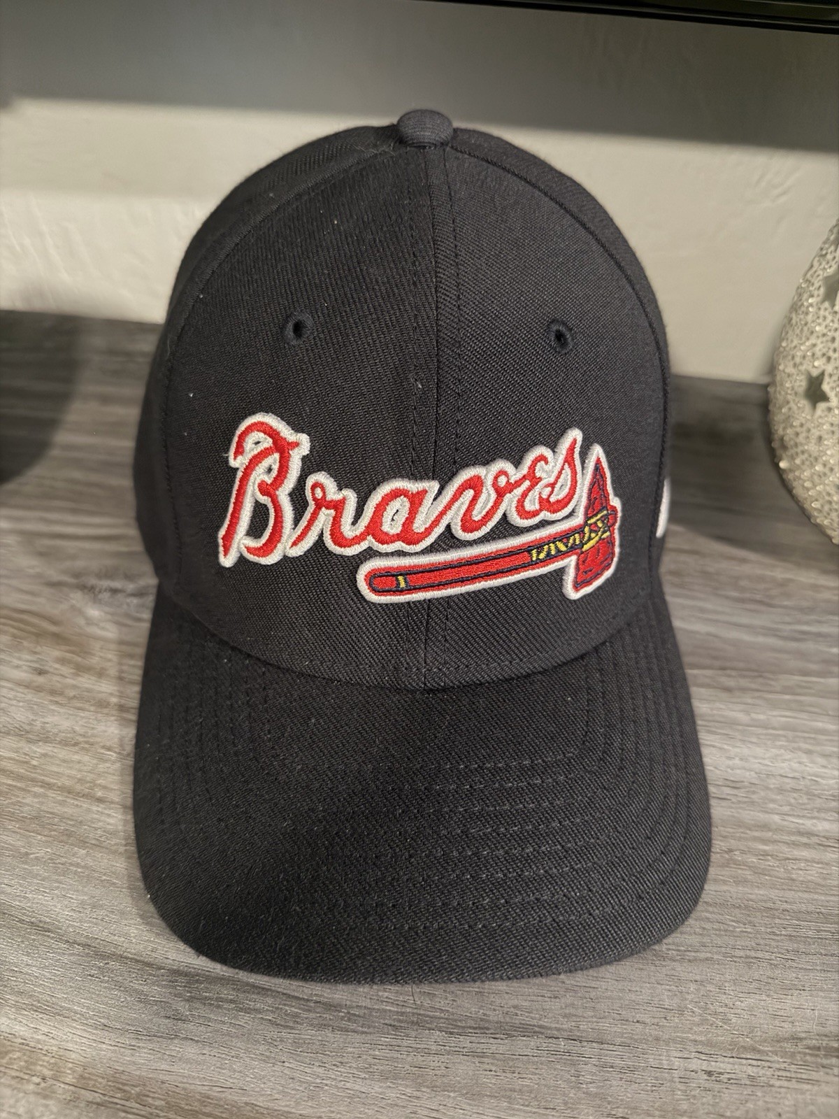 Nike Atlanta Braves Rise Baseball Cap Hat Navy Red MLB Fitted Size S/M