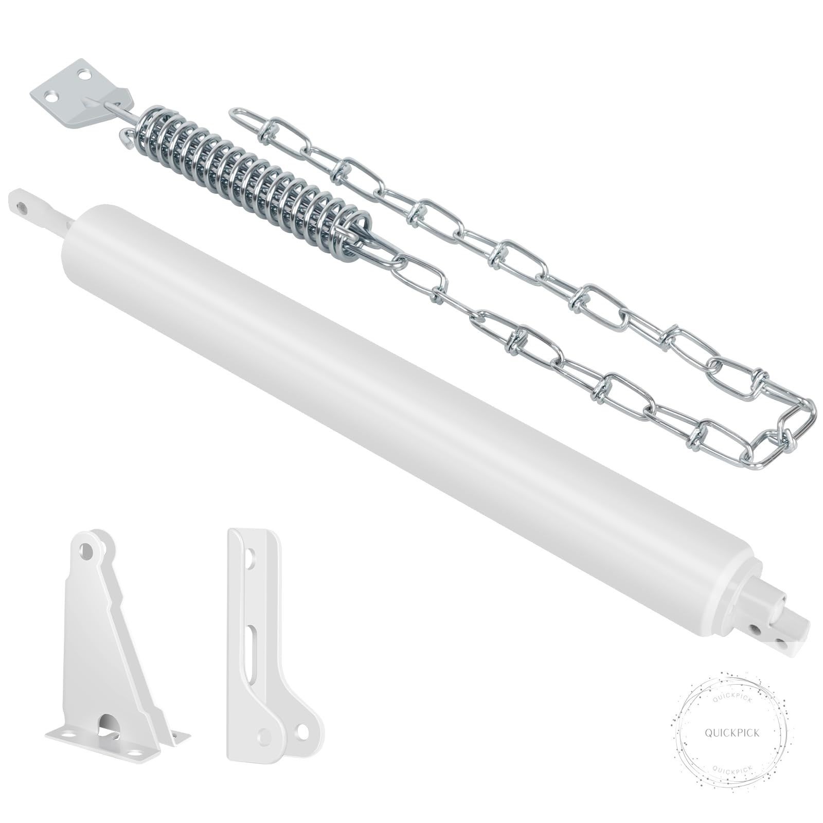 Storm Door Closer, White Heavy Duty Screen Door Closers with Protector Chains