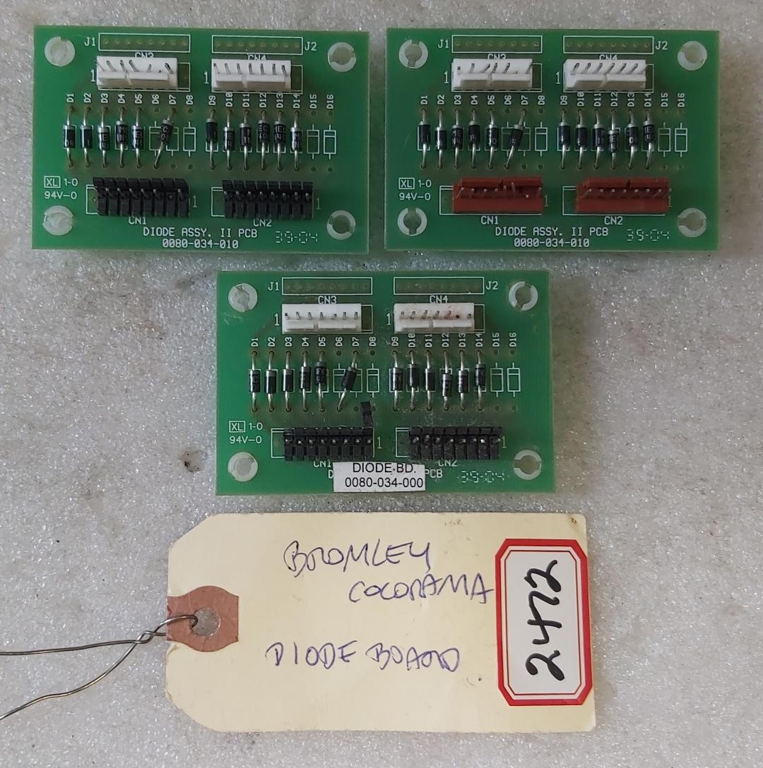 BROMLEY COLORAMA Game DIODE ASSEMBLY Boards #0080-034-010/000 - Lot of 3 (2472)
