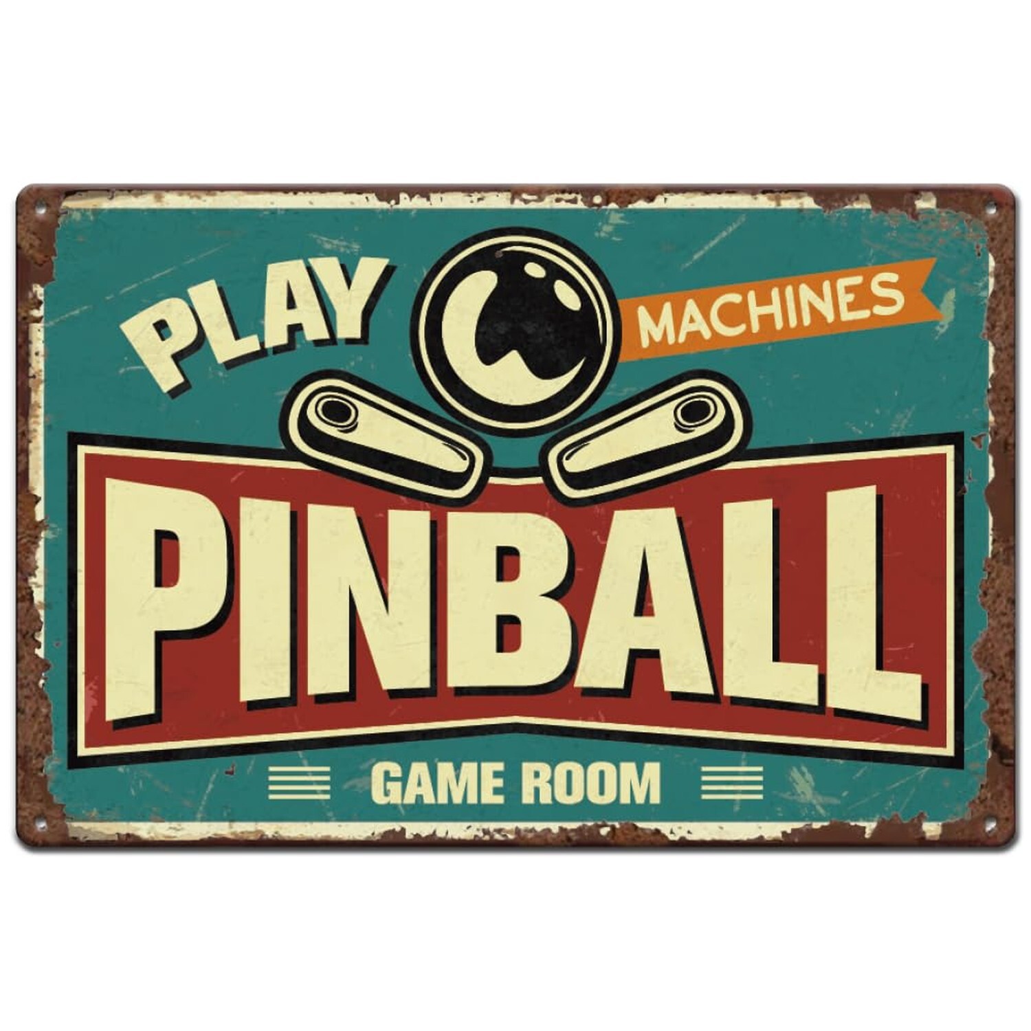 SUPERDANT Play Pinball Metal Tin Sign Game Room Metal Signs Pinball Machines ...