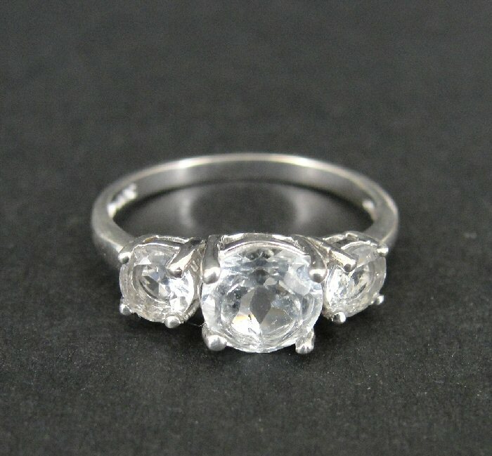 Ring Silver Cubic Zirconia 3 Stone Band Sterling 925 Size 5.5 Ring Band