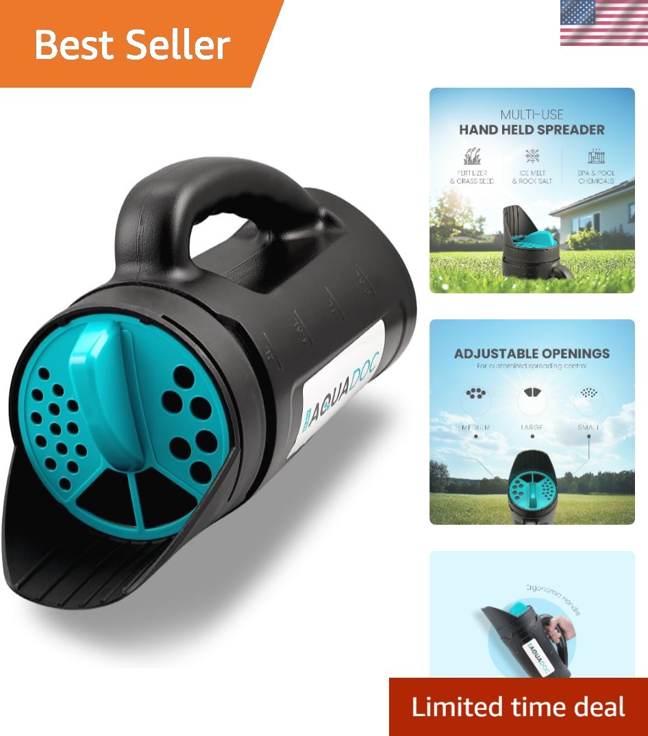 AquaDoc Handheld Seed Spreader for Lawns, Fertilizer, Snow Salt - 2.5L | Mult...
