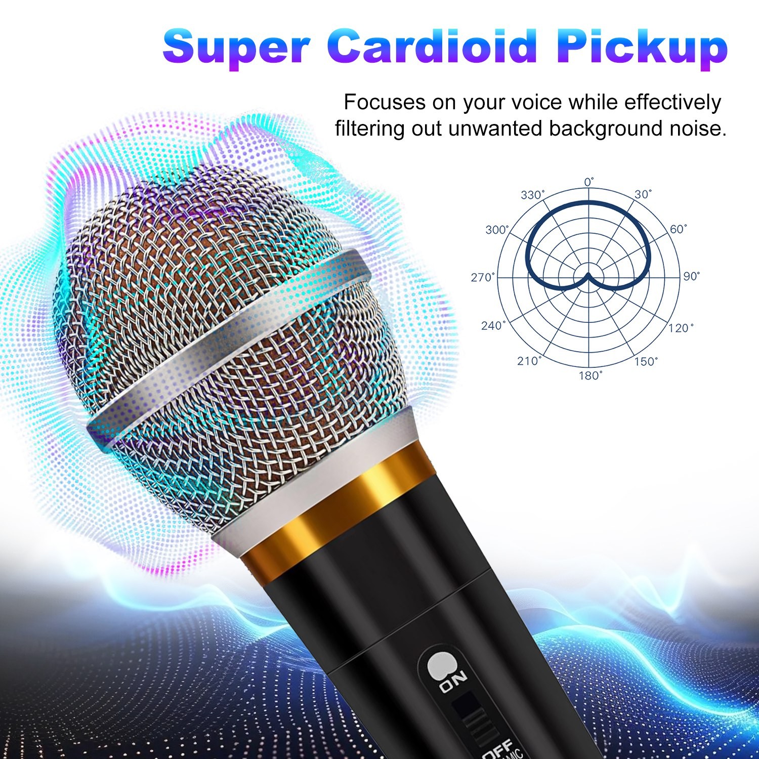 Handheld Dynamic Microphone With On/Off Switch 13ft Detachable XLR Cable
