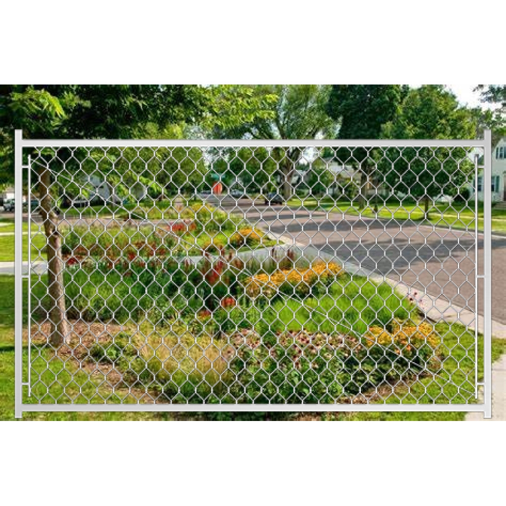 3.8'H Adjustable Chain Link Walk Gate Kit - Round Corner Frame Fit-Right