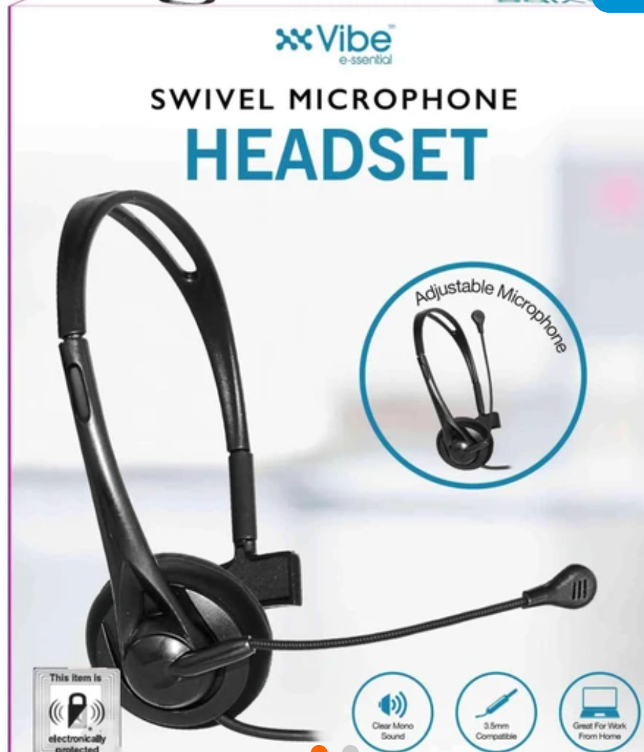 VIBE 3.5mm Plug-in Mono Headset With Swivel Microphone Brand New Sealed