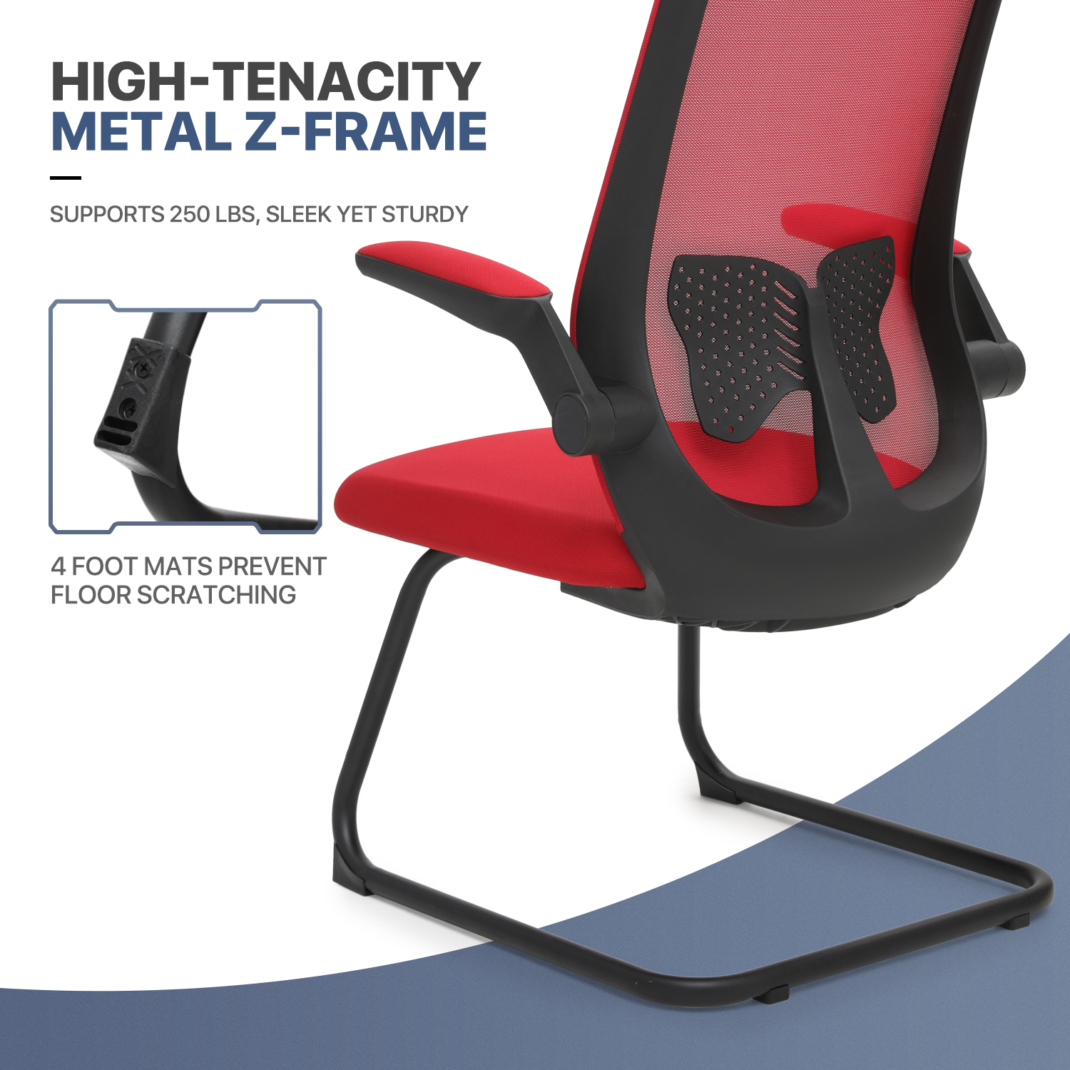 [PAIR SET]Breathable Mesh Back Sled Base Guest Chair Office Reception Clerk Seat