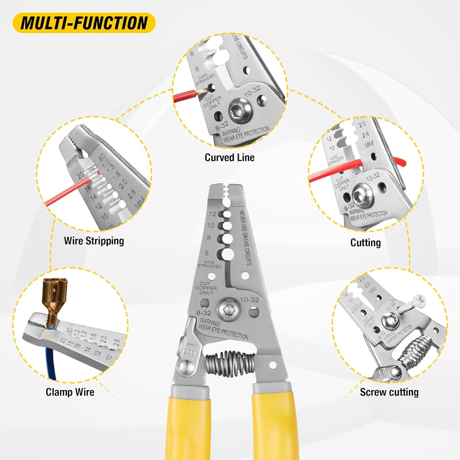 7 Inch Wire Stripper, Wire Cutter, Stripping/Cutting Tool for 6-12 AWG Stranded
