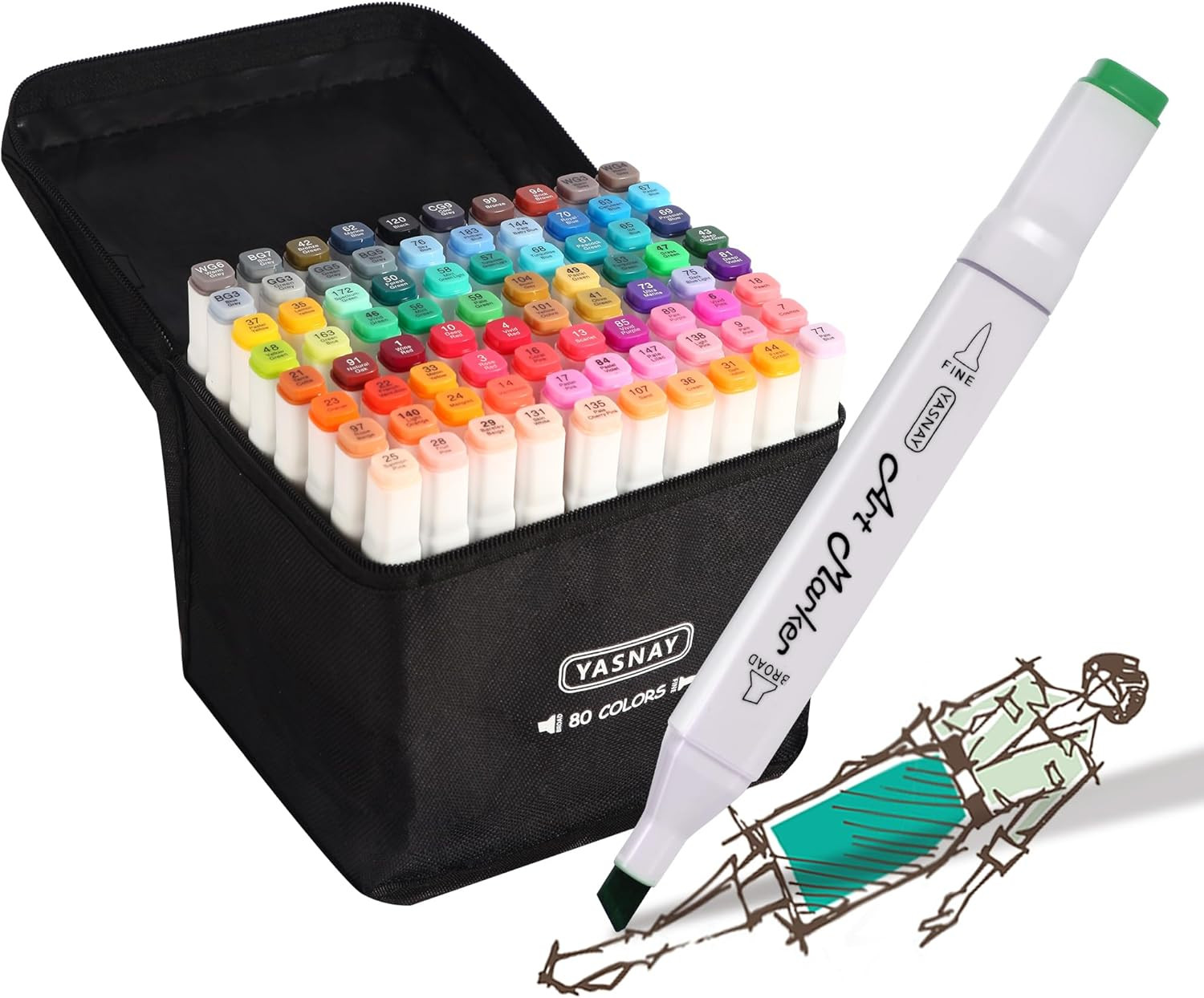 Alcohol Markers, 80 Colors Dual Tip Art Marker, Drawing Markers, Coloring Mar...