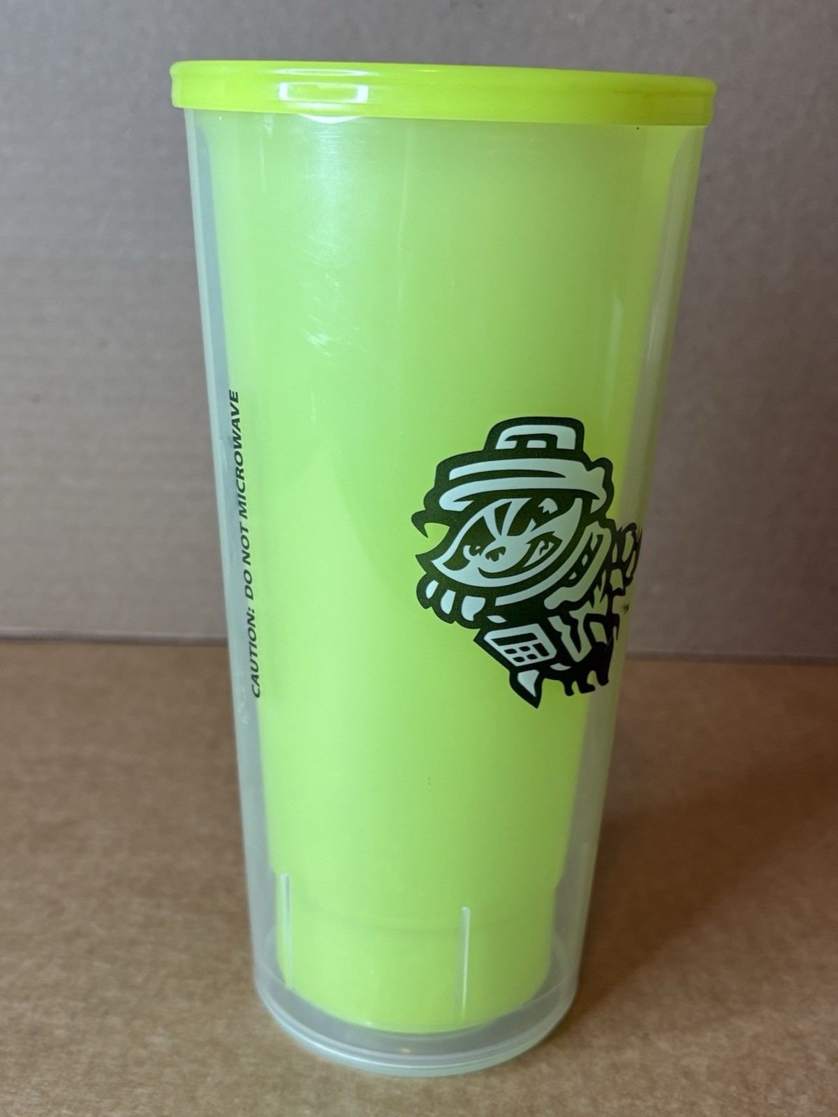 Rocket City Trash Pandas Cup by Whirley Neon Yellow / Green Baseball Minors