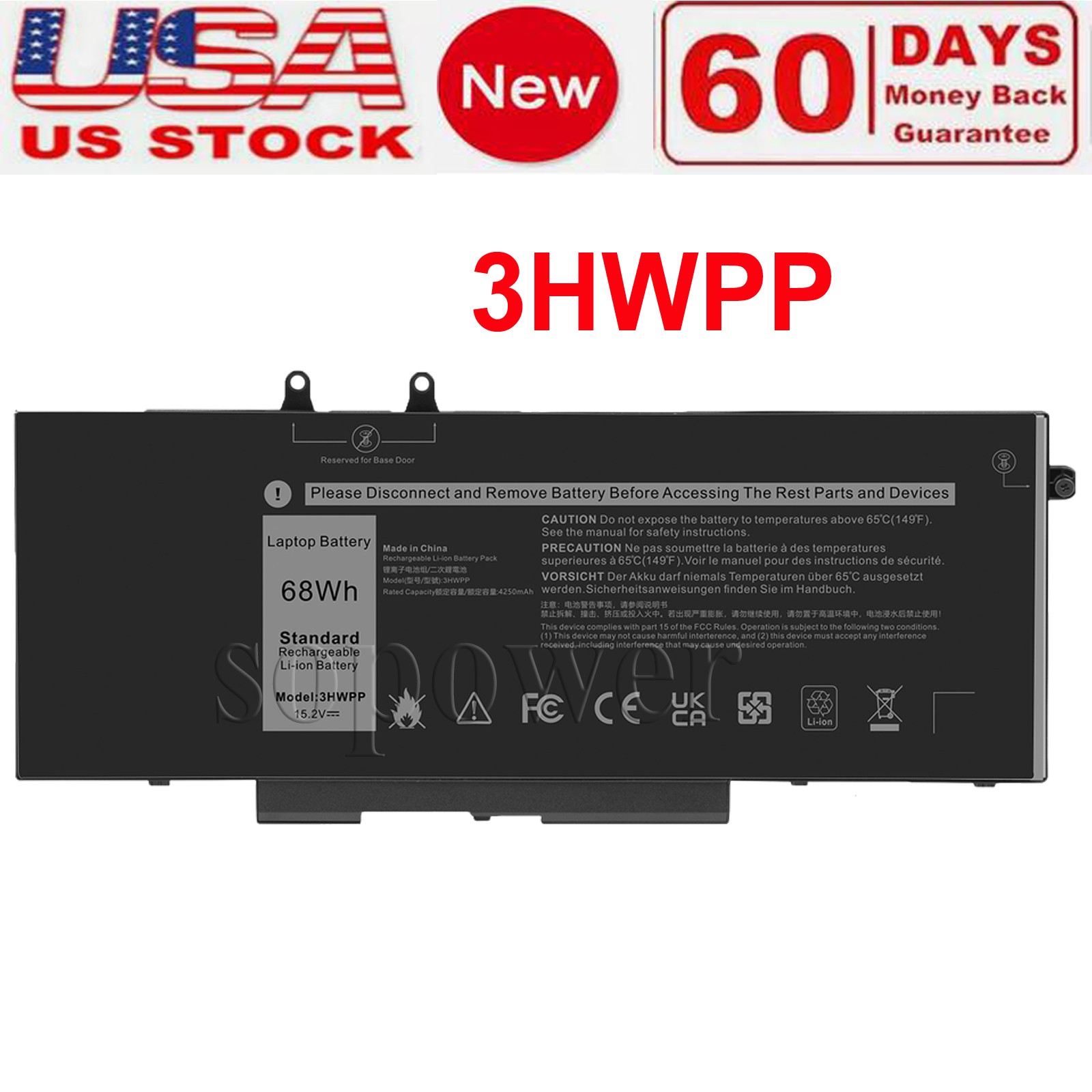 3HWPP LAPTOP BATTERY FOR Latitude 5401 5410 5411 5501 Precision 3541 US
