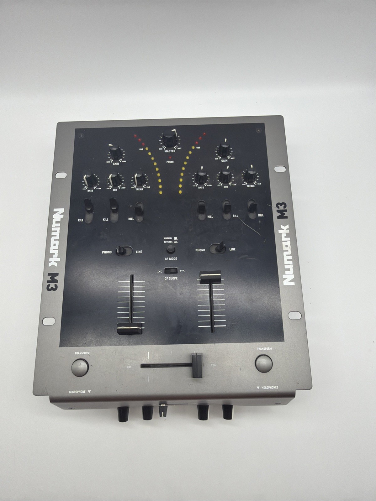 Numark M3-2 Channel DJ Mixer Master RCA Mic Input Headphone Input NO POWER CHORD