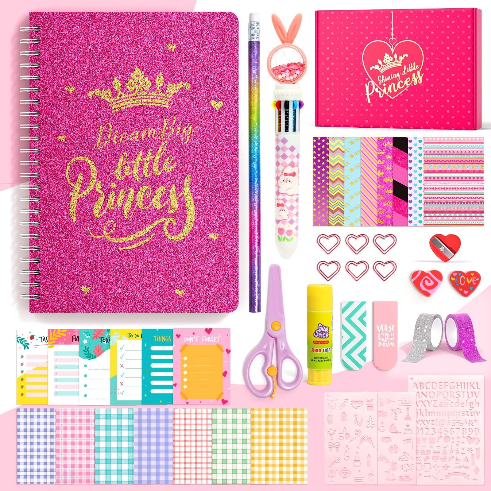 ADUSRIZ Princess DIY Journal Kit for Girls Gift for 8-12, 50 Pcs Scrapbook & ...