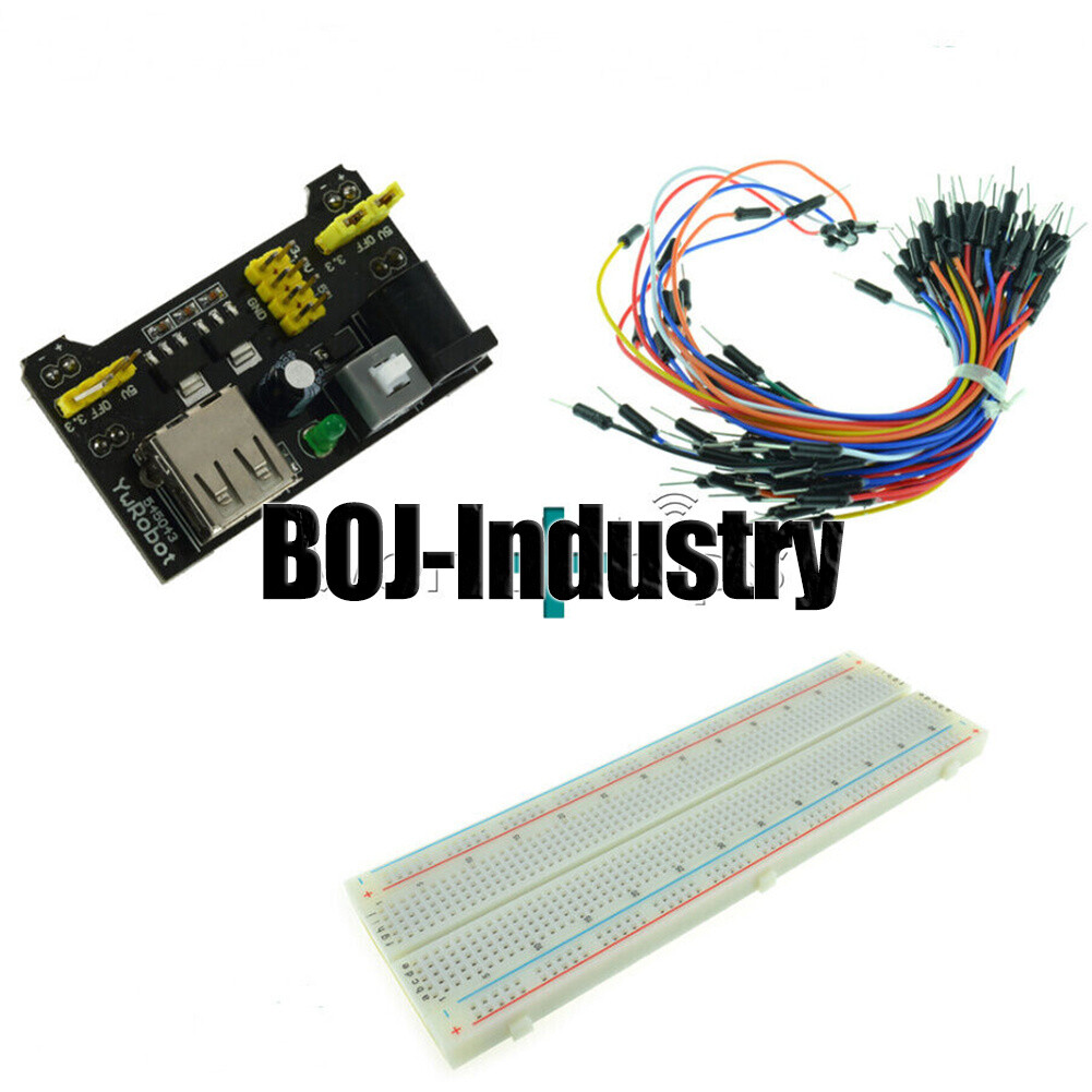 MB102 Power Supply Module 3.3V 5V+Breadboard Board 830 Point+65PCS Jumper cable