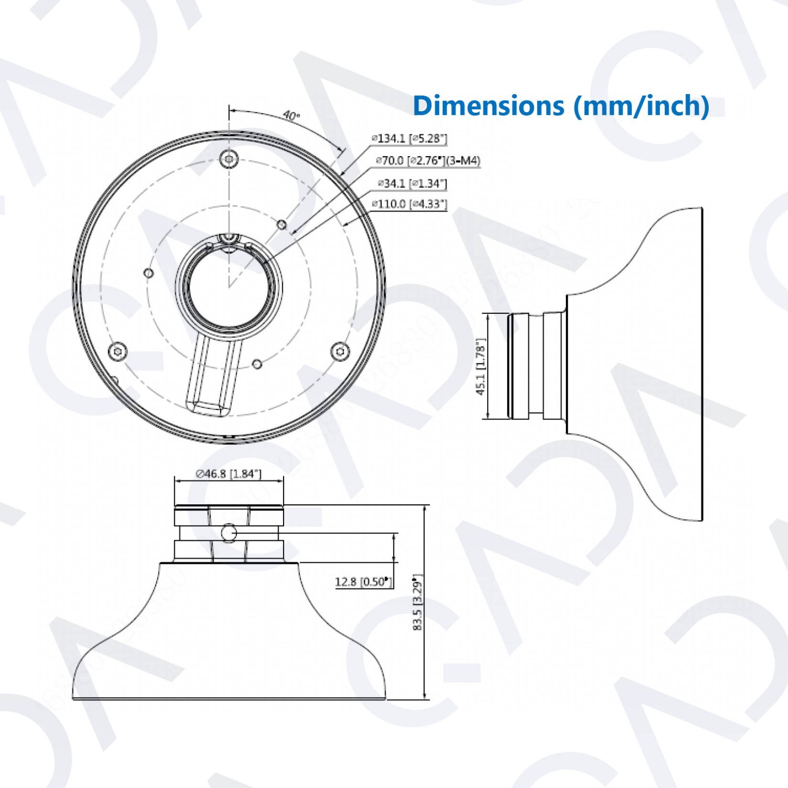 Dahua PFB220C + PFA107 Ceiling Pendant Pole Mount Long Bracket for Select Camera