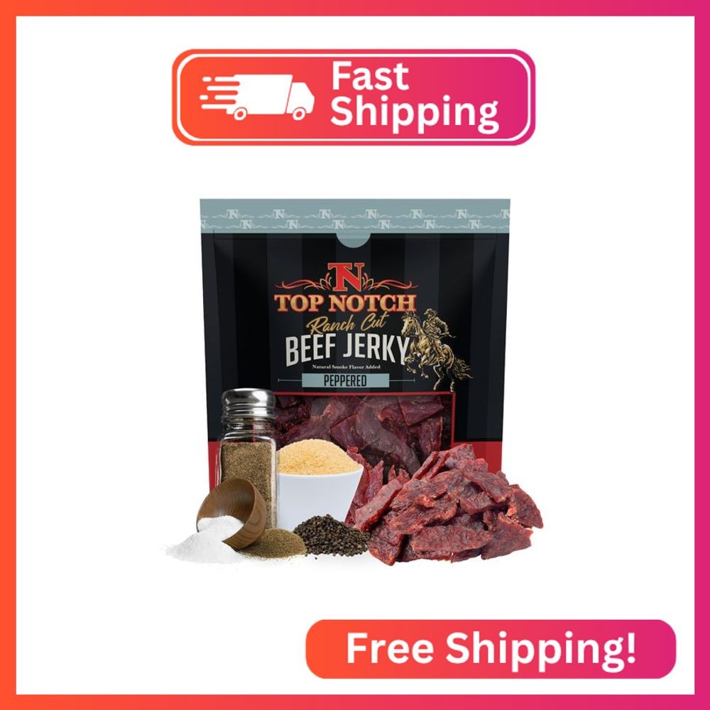 Top Notch Ranch Cut Jerky - 3.25 oz Bag of Beef Jerky - High Protein Snacks for