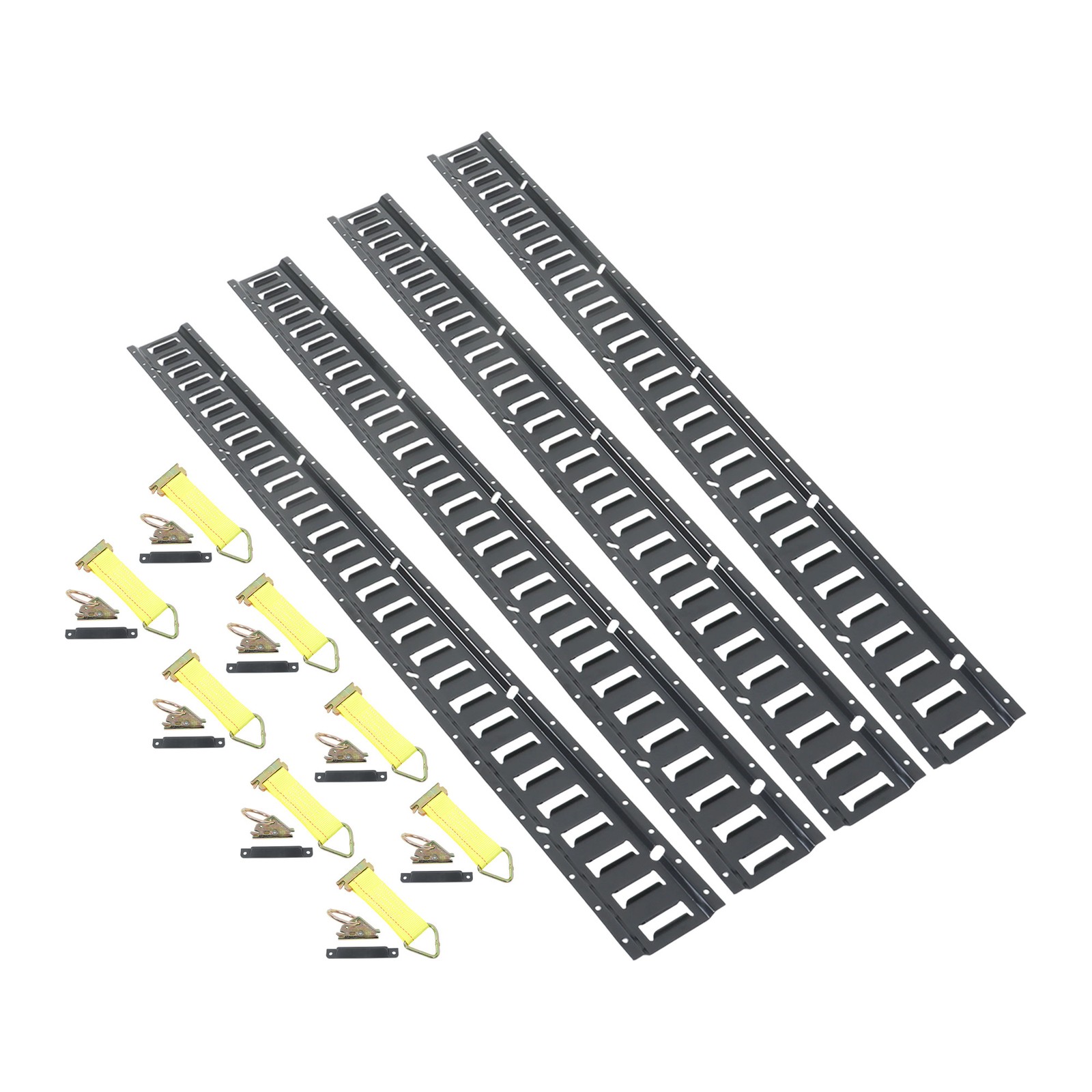 5FT E-Tracks Set 4 Steel Rails 8 O Rings D-Ring End Caps 28PCS For Cargo Trailer