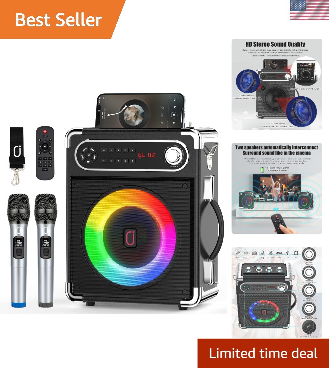 Multi-Function Karaoke Machine with Built-in Subwoofer - Perfect for Any Event