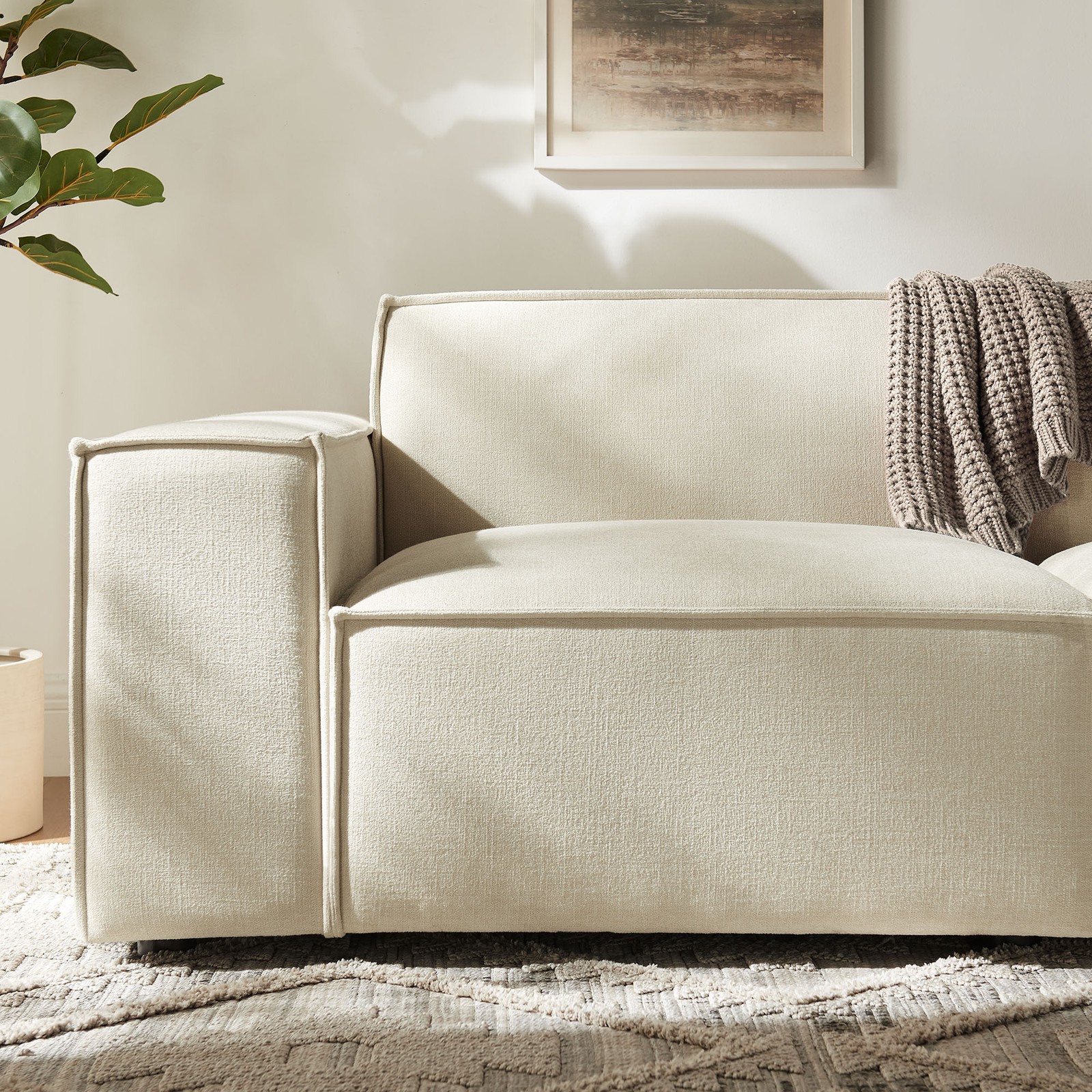 Restore 2-Piece Performance Fabric Upholstered Modular Loveseat in Ecru