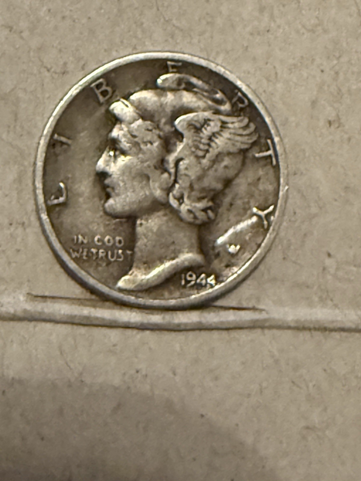 1944 10c Mercury Silver Dime Errors, No Mint Mark Double Strike Winged Headband