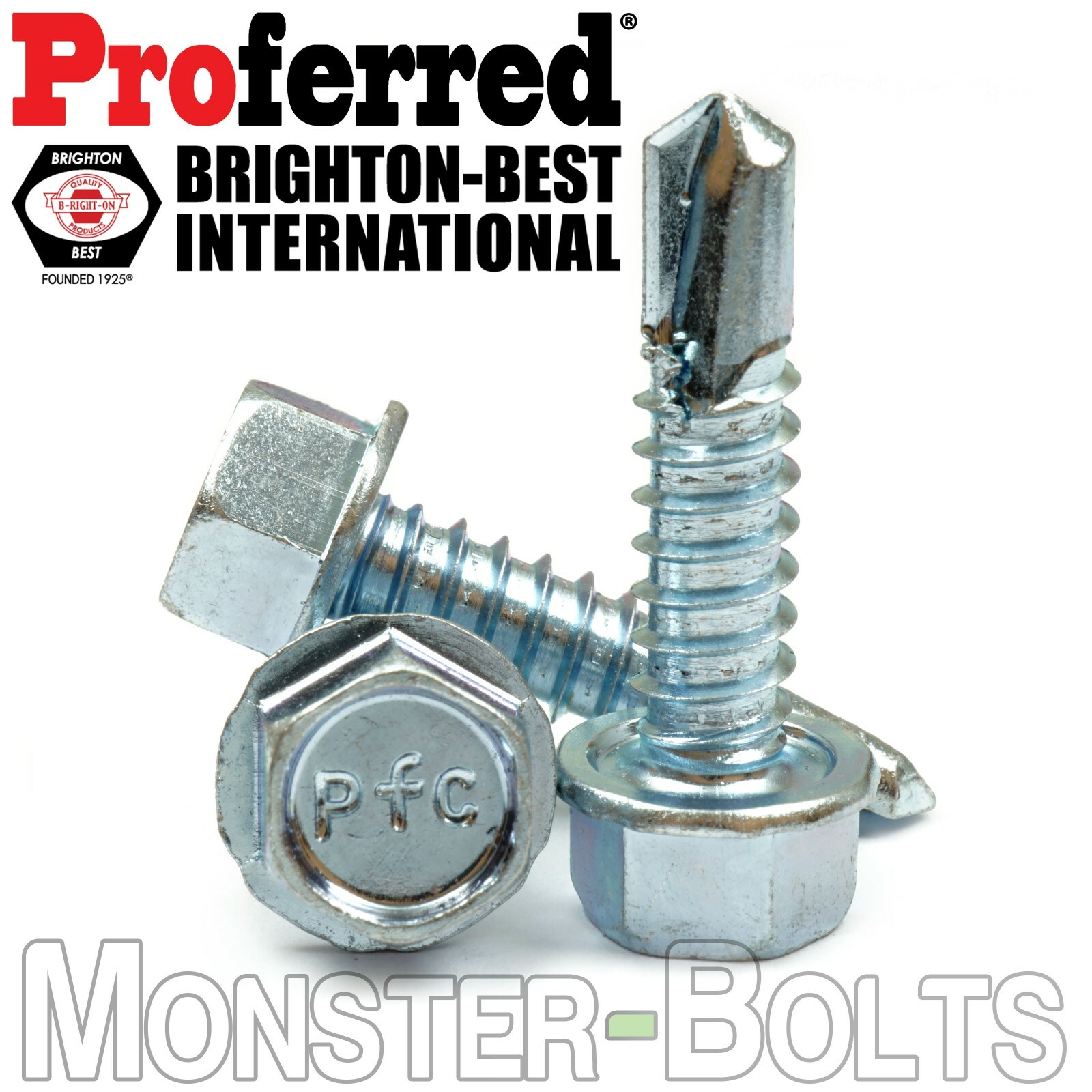 #8 Zinc Tek Screws, Indent Hex Washer Head Unslotted, Self-Drilling Sheet Metal