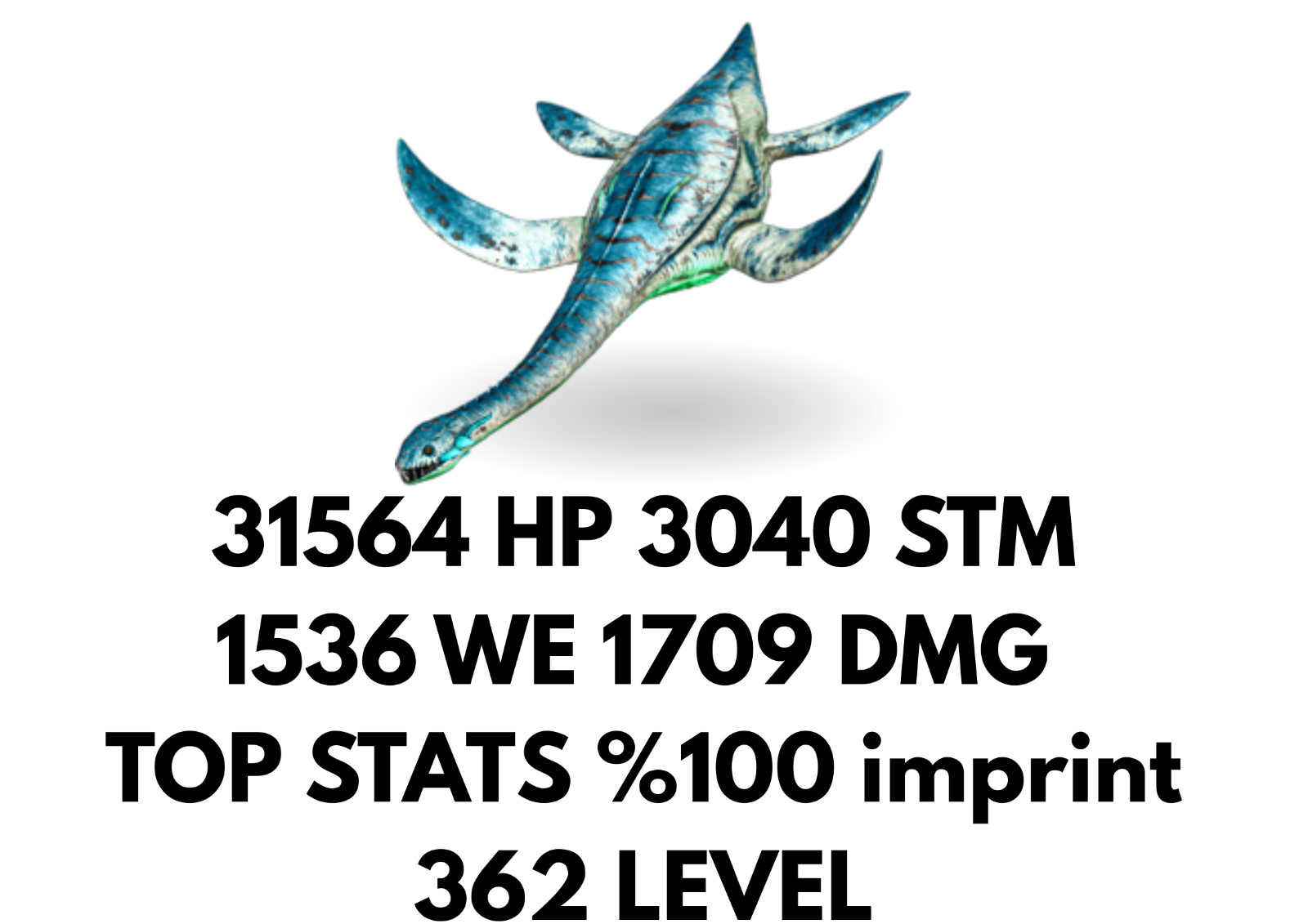 Plesiosaur 1709 DMG TOP STATS %100 imprint Ark Survival Ascended Official PVE