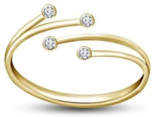 Round Cut Simulated Diamond 14K Yellow Gold Finish Bypass Adjustable Toe Ring