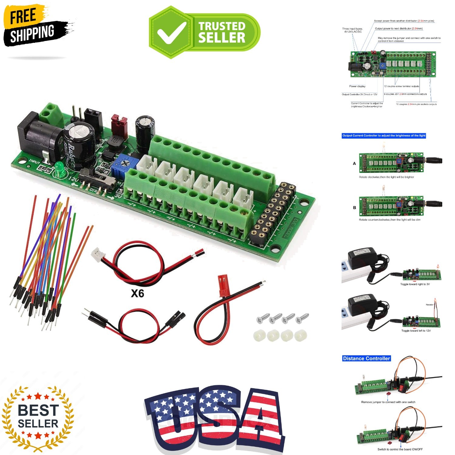 Power Distribution Board Self-Adapt Distributor HO N O LED Street Light Hub D...