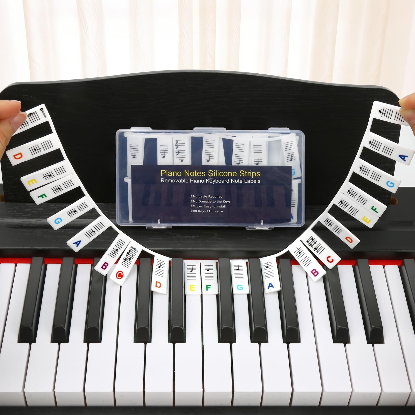 Silicone Piano Keyboard Note Labels Reusable Piano Keyboard Stickers 88-Key