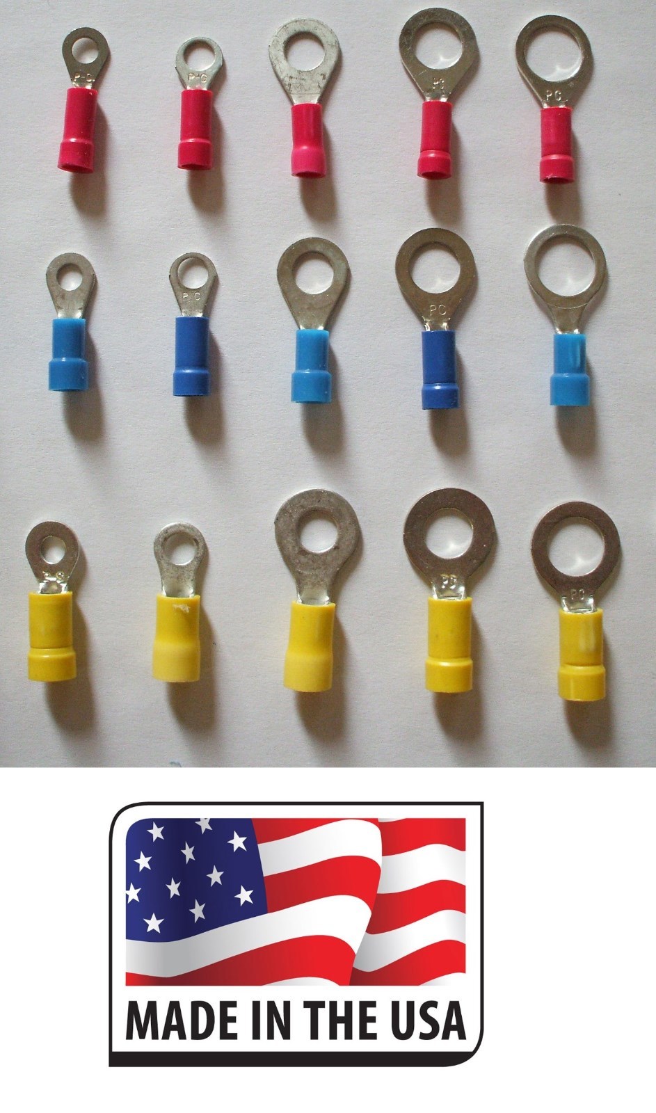 (210) VINYL RING KIT TERMINAL ASSORTMENT 22-18 16-14 12-10 (#8 - 3/8) Made USA