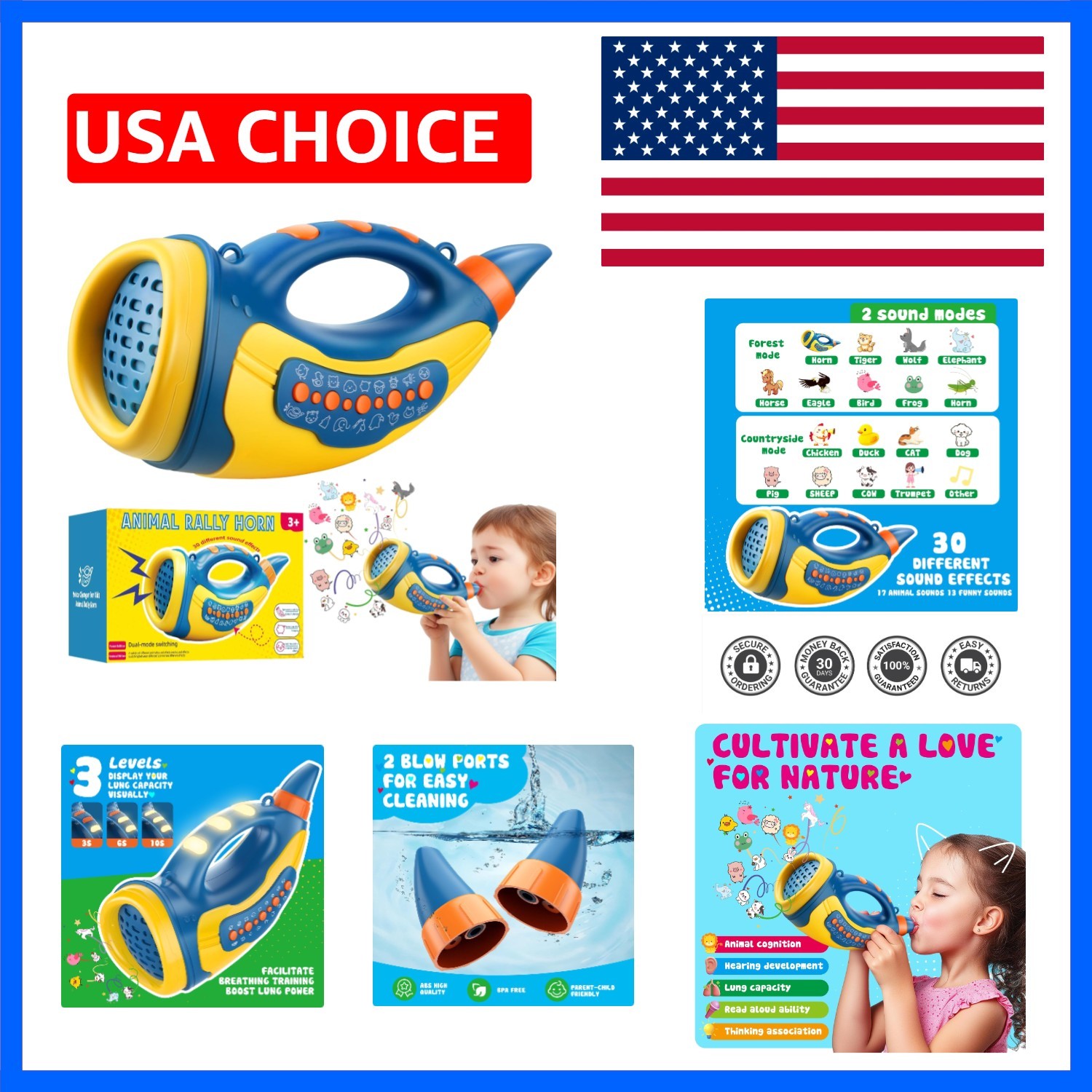 Voice Changer Toy for Kids 5-7: Animal Sounds Horn 30 Fun Sound Effects & Lig...