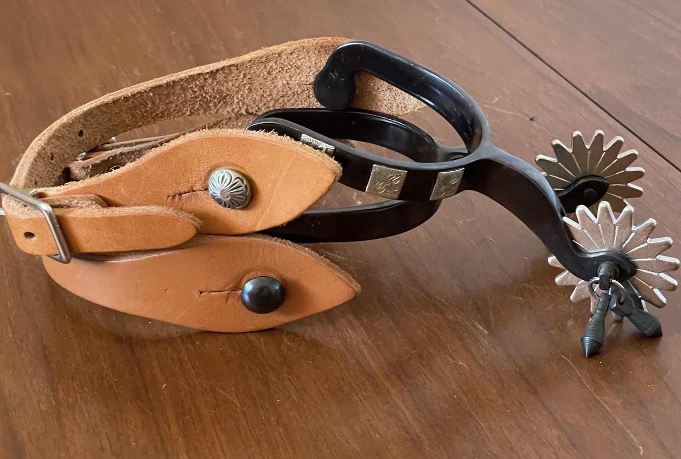 WESTERN SPURS Never Worn Black Oxidized Silver Accents Working Equestrian