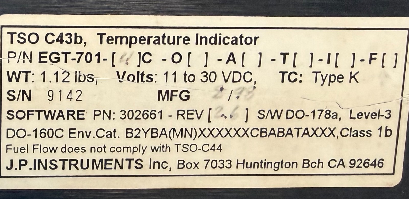 Temp Indicator EDM700 EGT-701 Removed Working