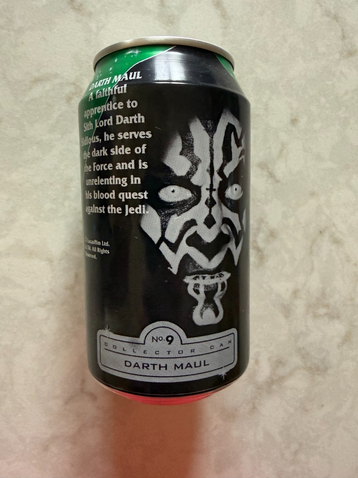 Mountain Dew - 'Star Wars - Darth Maul' soda pop can promo, 1999, opened/empty