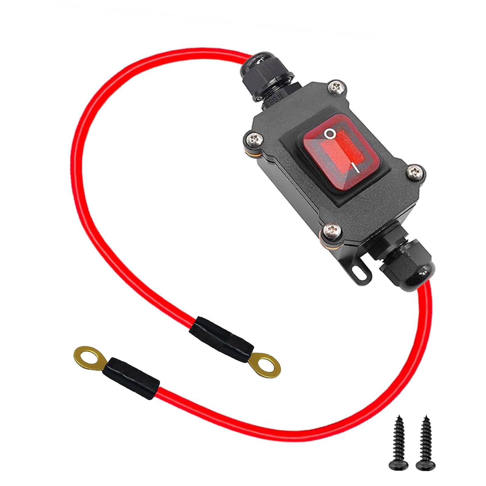 12V Inline Power Switch, IP67 Waterproof Battery Disconnect Switch with Dual...