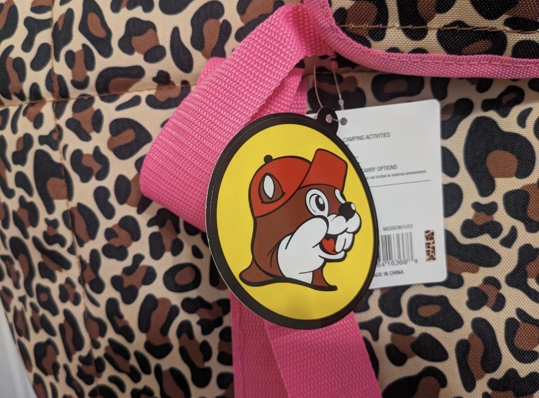 Buc-ee's Leopard Pink 24-Can Cooler Bag 600D Polyester Welded Liner Bucees