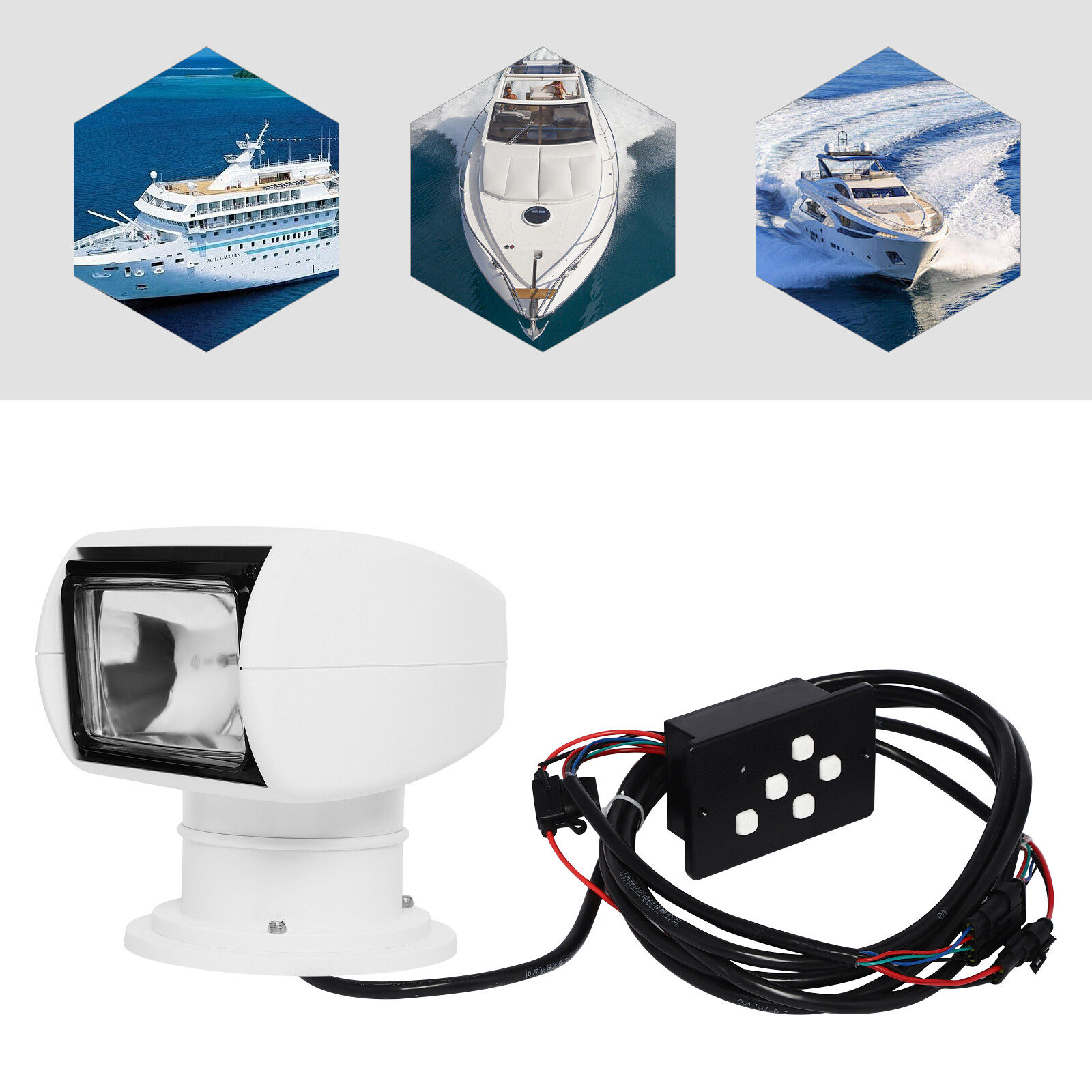 White Boat Searchlight Boat Spotlight 100W Remote Control Spotlights 110v