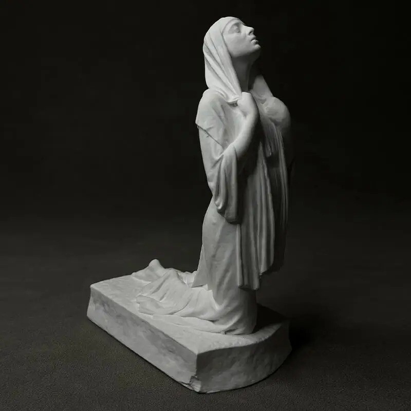 Handcrafted Prayer Woman Sculpture - Modern Art Statue, Home Chapel Church Decor
