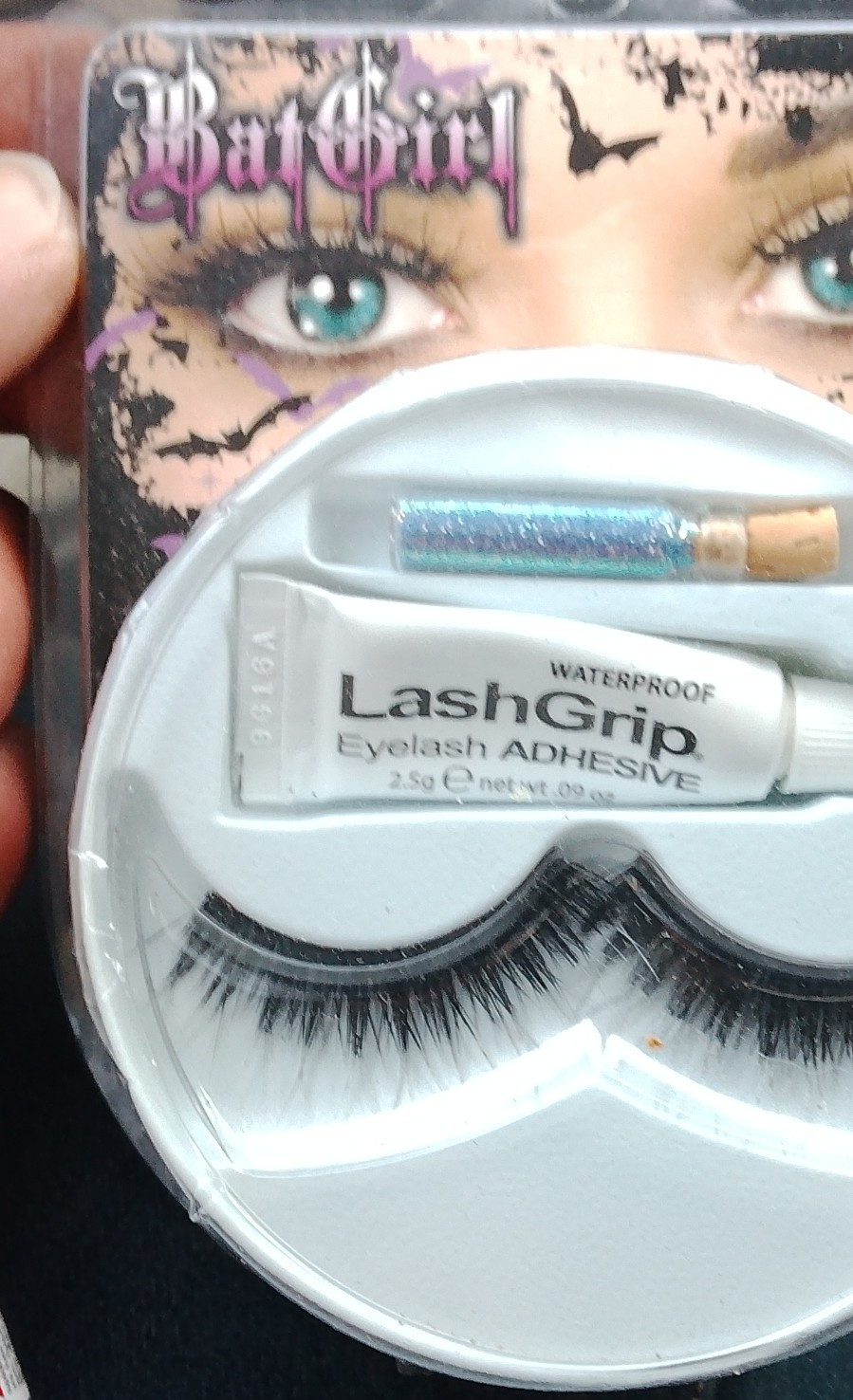 BatGirl Strip Eyelashes Long Full Volume Glitter w/ LashGrip Adhesive