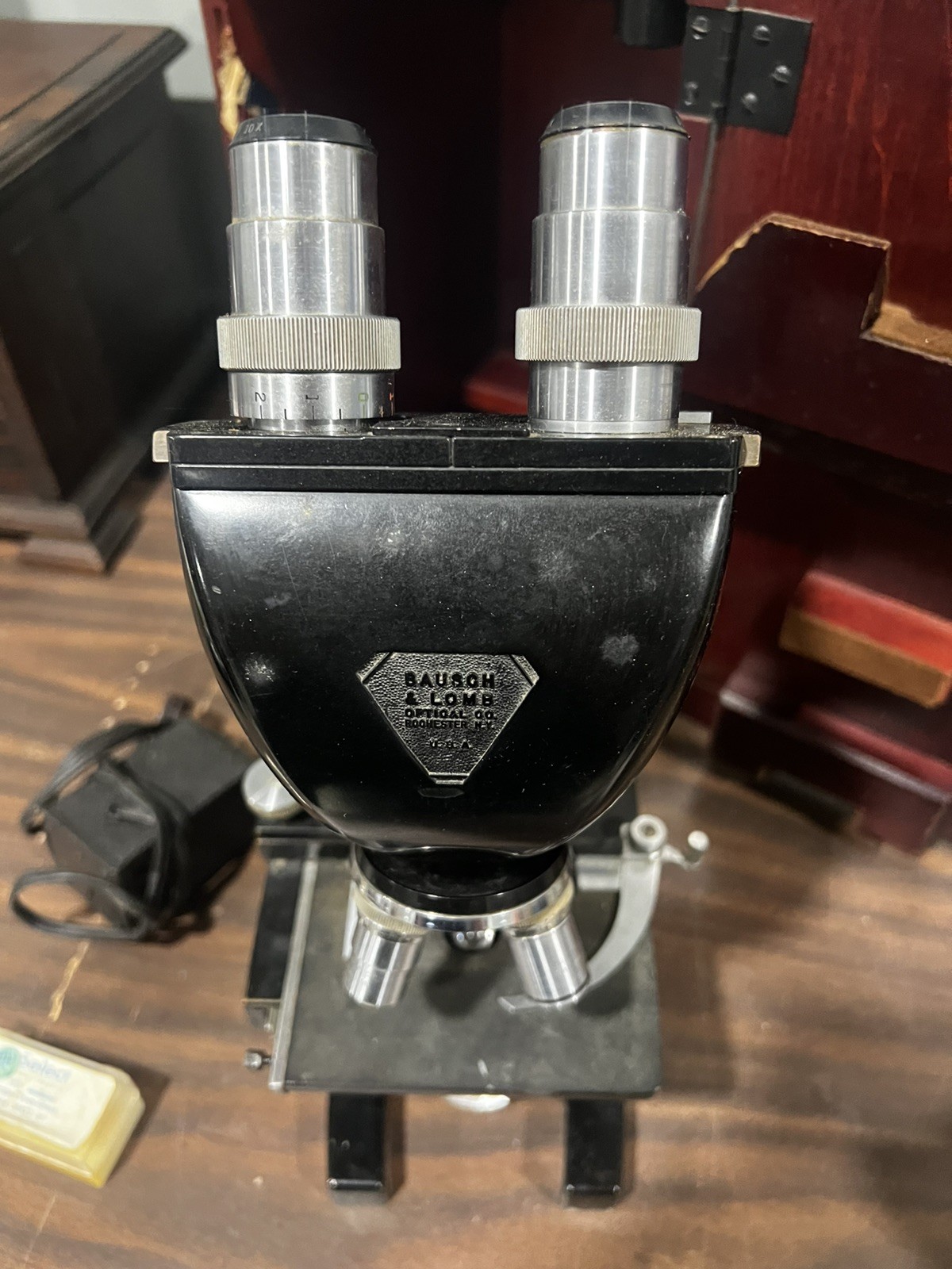 Antique Bausch & Lomb Binocular Stereo Microscope Monolux Light W/Case