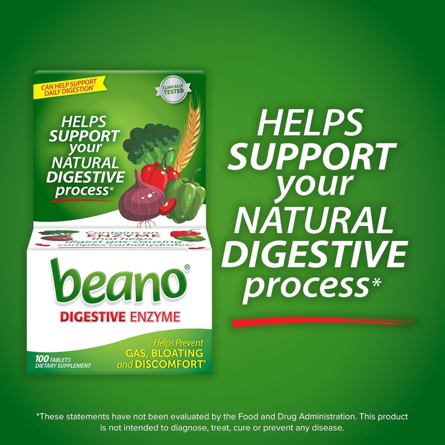 Beano Extra Strength Gas Relief Tablets 100 Count Vegetarian Antigas Support